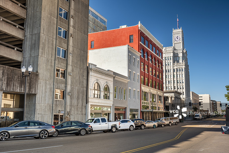 杰克逊密西西比州中心城区的历史建筑和商业图片素材