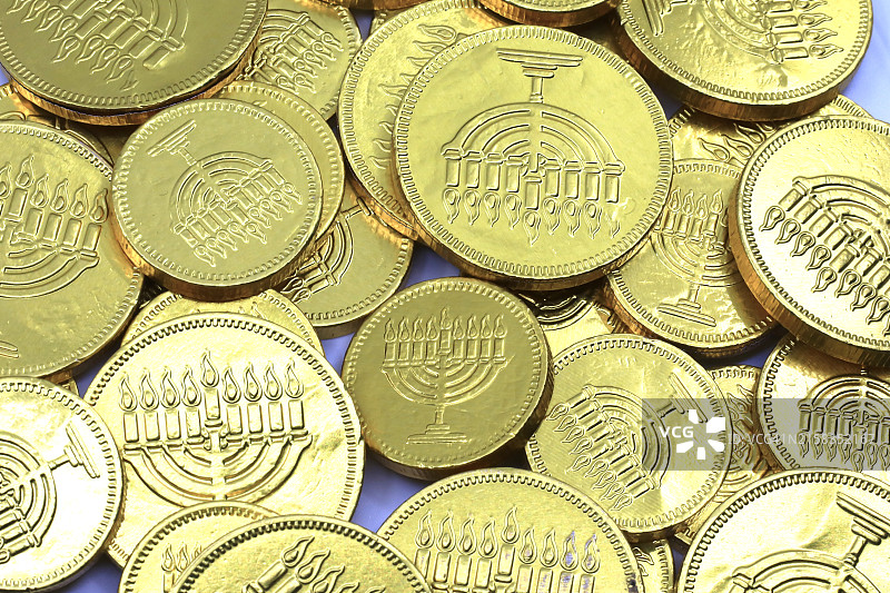 光明节犹太糖果金币图片素材