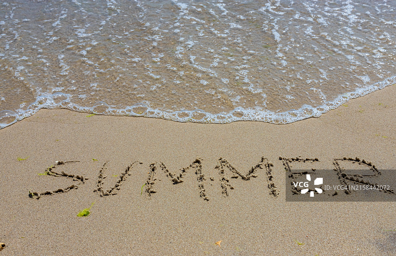 海滩文字高角度视图图片素材