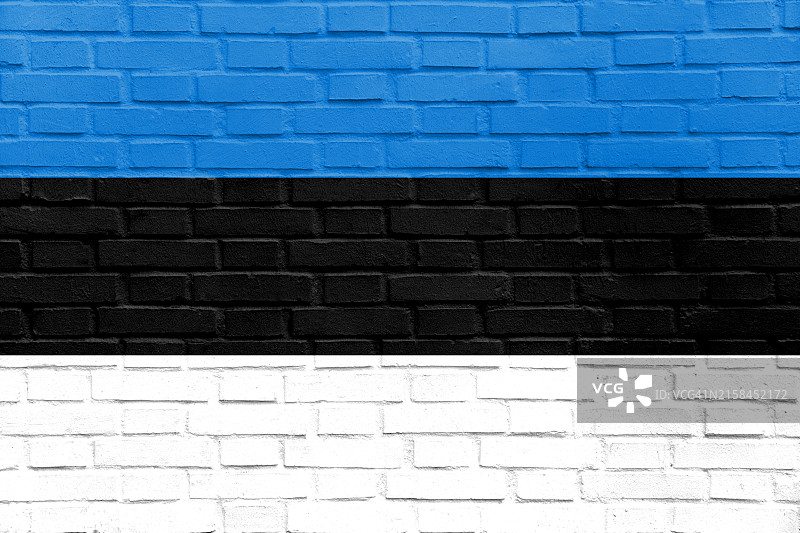 砖墙上的爱沙尼亚国旗图片素材