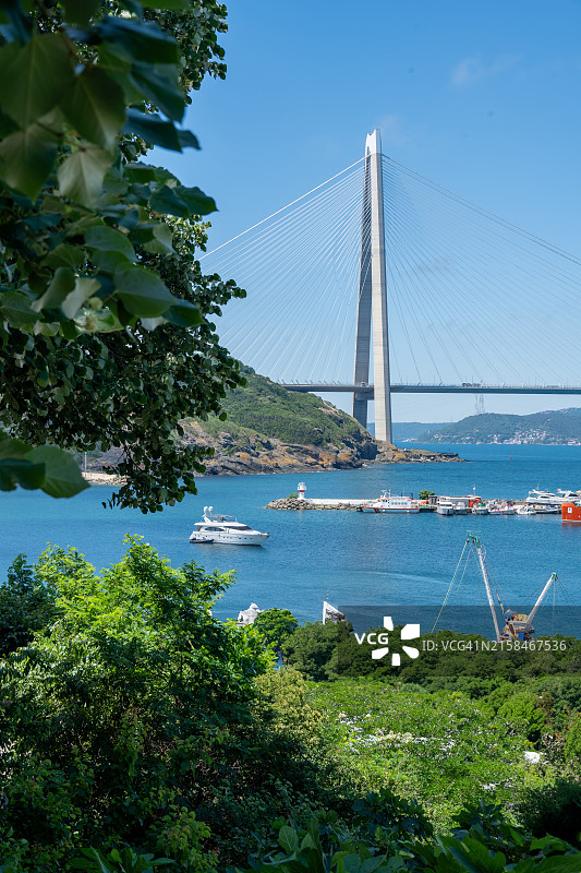 亚武兹苏丹塞利姆大桥和波伊拉兹科伊村的俯视图图片素材