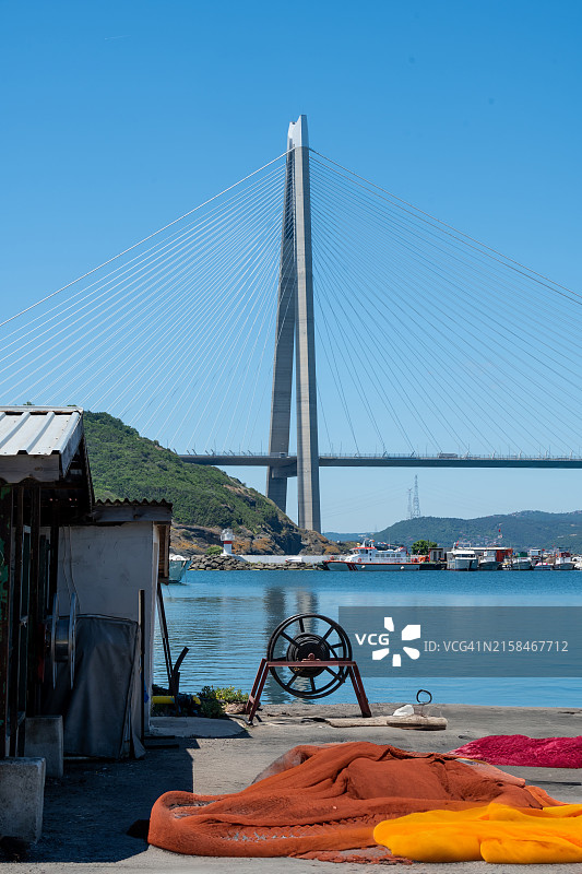 亚武兹苏丹塞利姆大桥和波伊拉兹科伊村景色图片素材