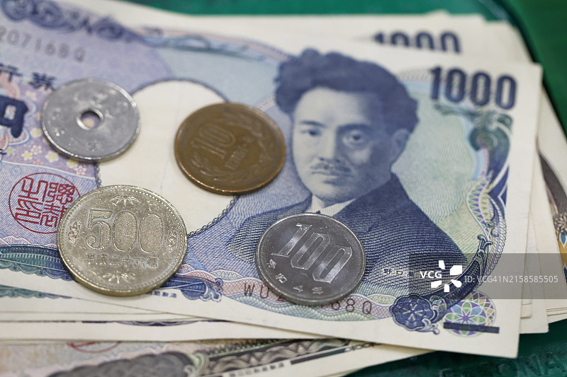 日元硬币和纸币图片素材