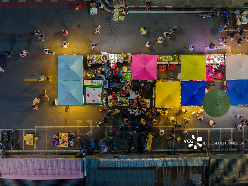 夜市街景俯视图图片素材