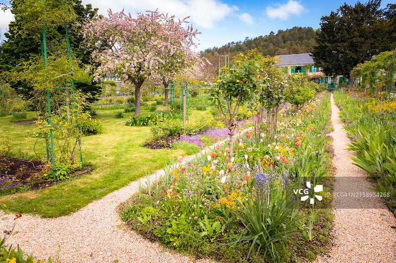 明媚春日里的吉维尼莫奈花园图片素材