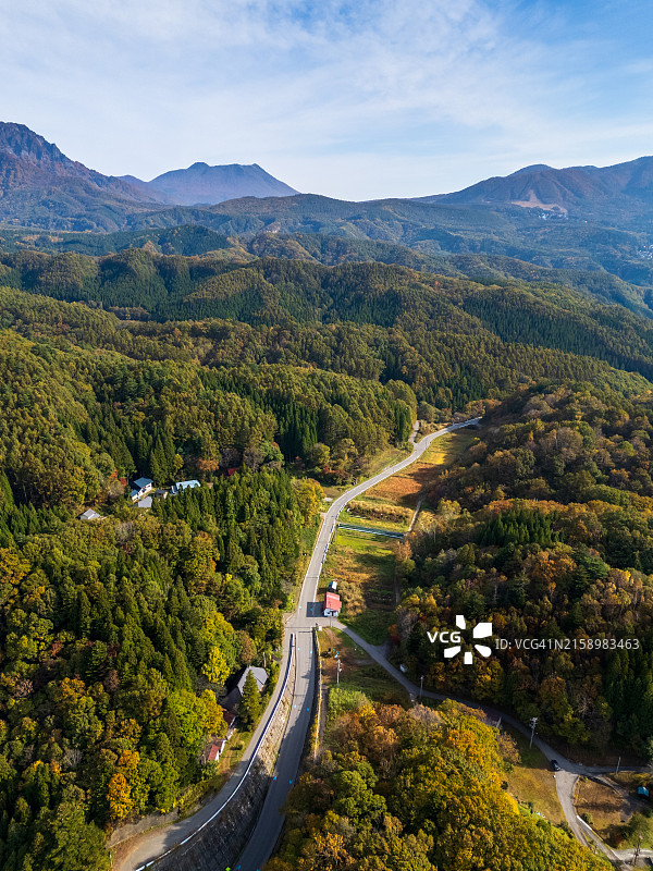 日本长野县金沙村山景图片素材