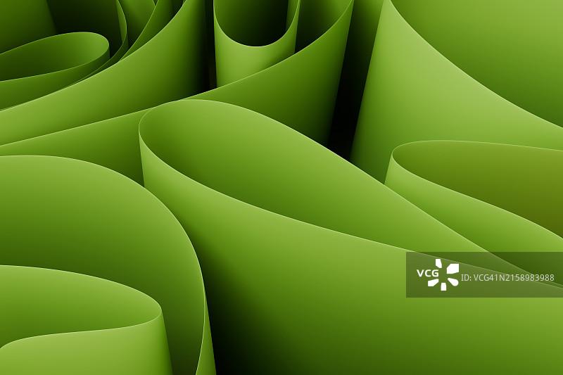 抽象分层绿色背景：3D自然图案设计元素图片素材