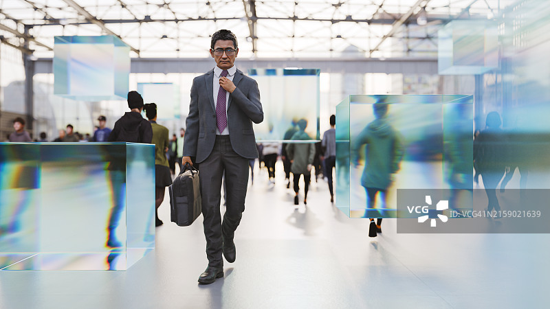 在繁忙车站的商人图片素材