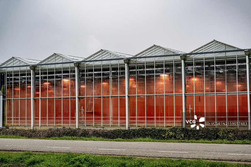 黄昏时温室的光芒图片素材