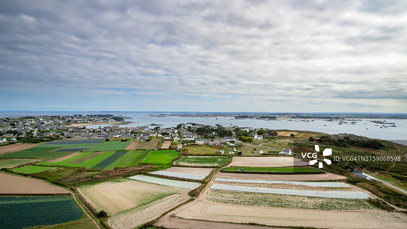 法国布列塔尼巴兹岛航拍全景图片素材