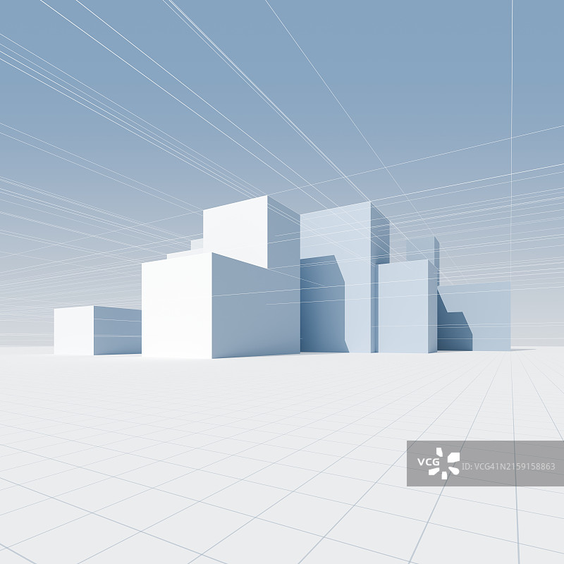抽象建筑与汇聚线图片素材