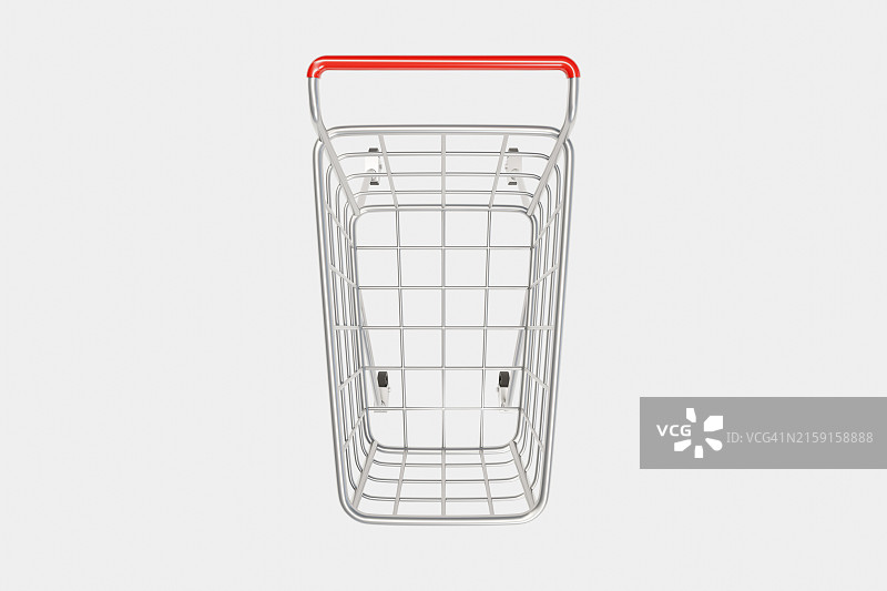 白色背景下的购物车 - 高角度视图图片素材