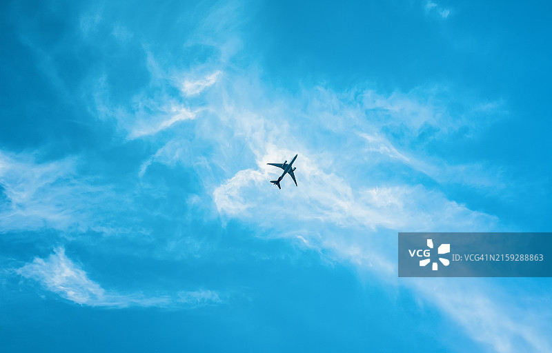 蓝天飞翔的飞机图片素材