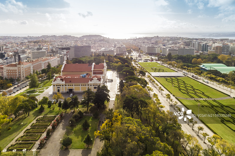 葡萄牙里斯本爱德华七世公园航拍景观图片素材