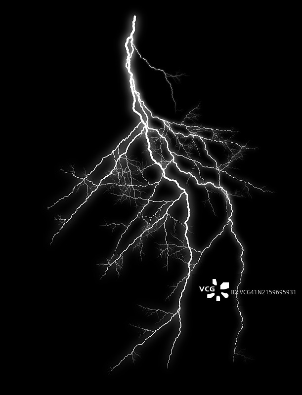 黑色背景上的动态闪电图片素材