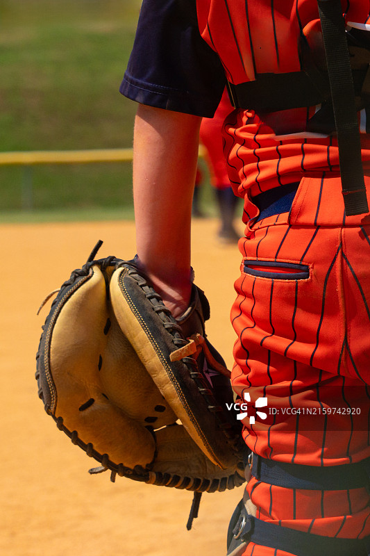 青少年棒球捕手图片素材
