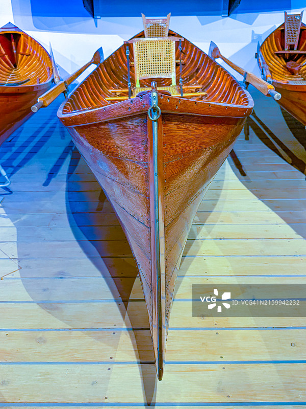 乔治和布利斯制造的Guideboat船，位于蓝山湖阿迪朗达克体验区图片素材