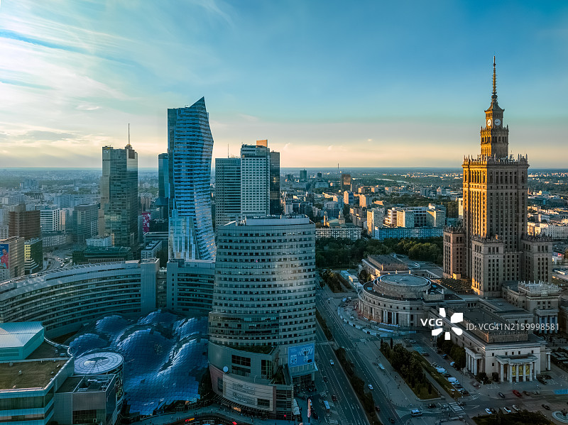 华沙市中心航拍图片素材