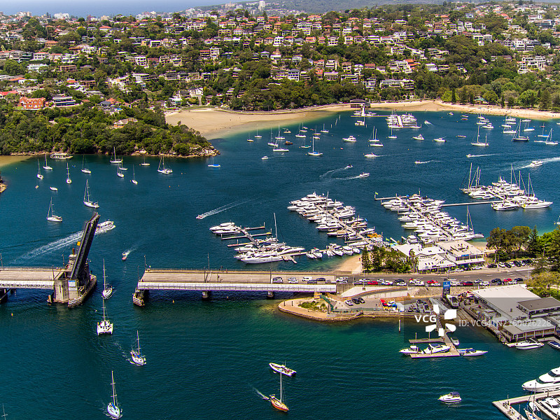 澳大利亚悉尼斯皮特大桥和码头航拍图片素材