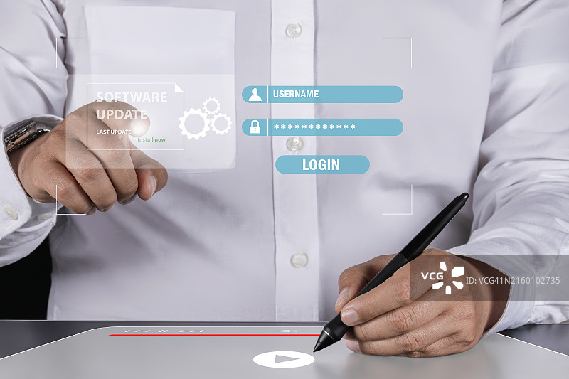 用于视频和数据更新的互动虚拟屏幕图片素材