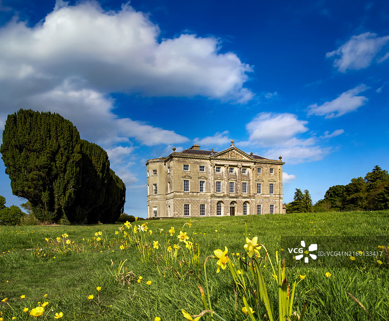 沃德城堡古典帕拉第奥式正面，斯特兰福德，北爱尔兰唐郡图片素材