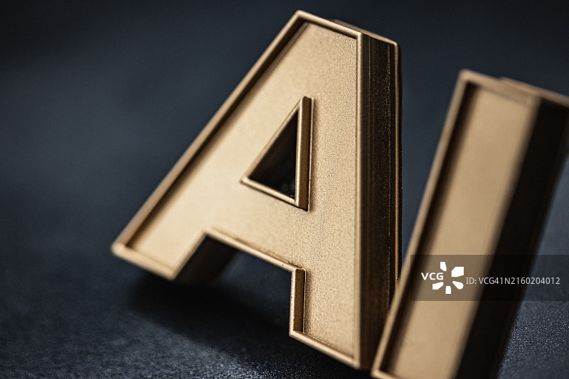 人工智能概念：深色背景上的AI技术与图标图片素材