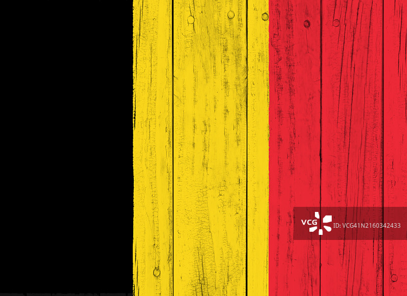 画在木牌上的比利时国旗图片素材