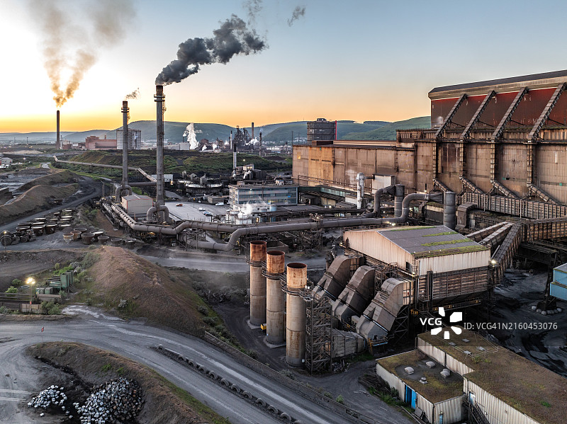 英国塔尔伯特港钢铁厂航拍图片素材