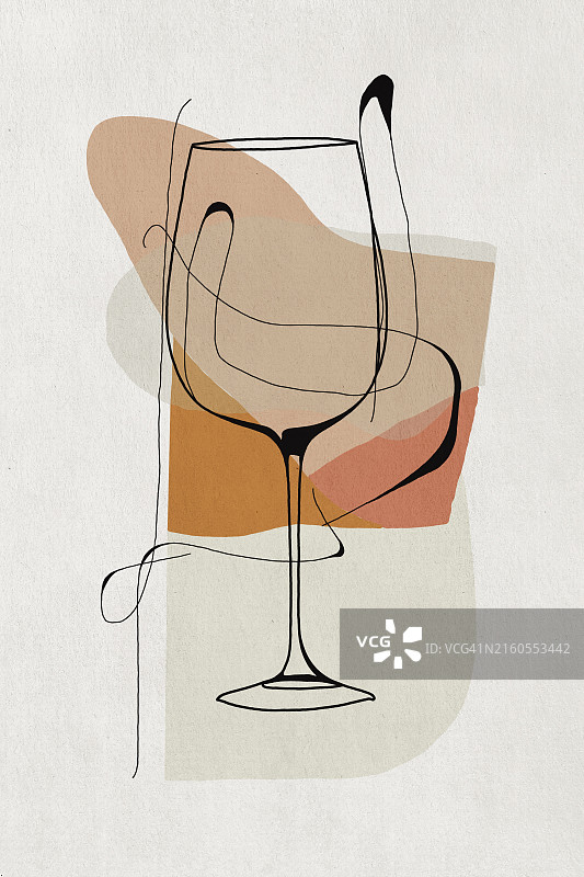 抽象造型极简主义酒杯线条画图片素材