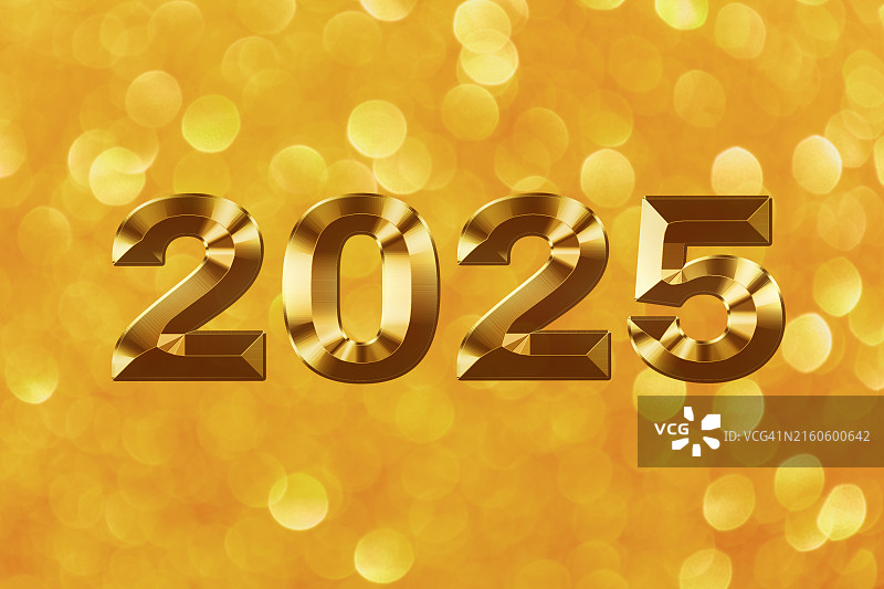 金色背景金色数字2025新年庆祝图片素材