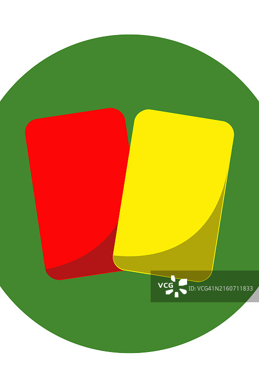 绿色圆圈上的红黄色体育卡图片素材