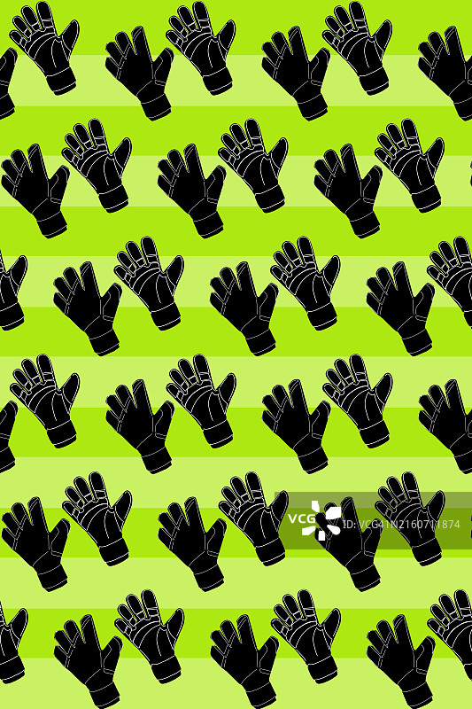 条纹背景上的黑色守门员手套图片素材