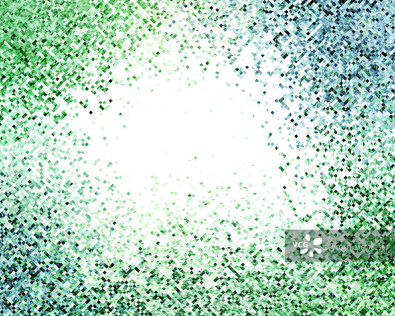 白色背景上的绿色蓝色像素化图案抽象艺术图片素材