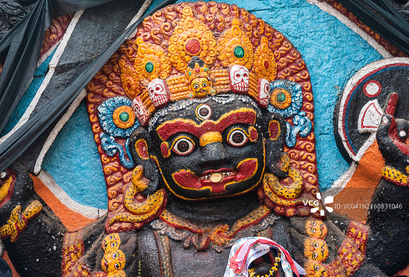 尼泊尔加德满都杜巴广场的卡尔·拜拉夫神殿图片素材