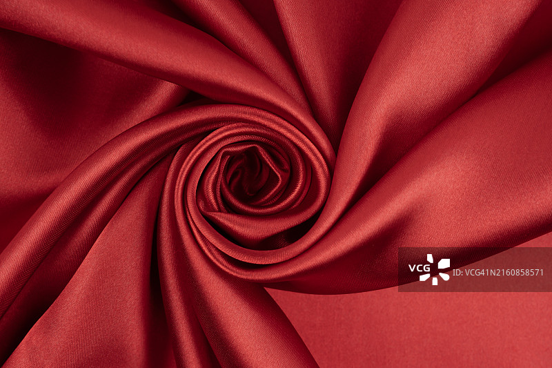 红色丝绸波浪纹抽象背景图片素材