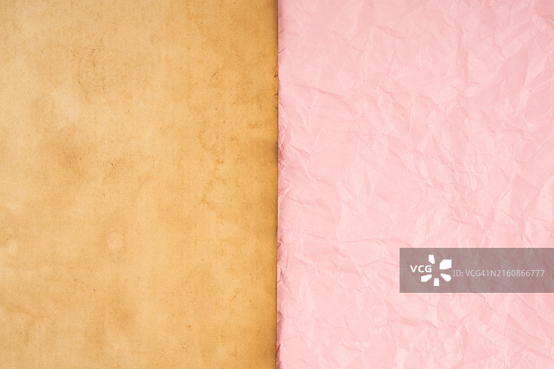 粉色皱纹纸和棕色纸背景纹理图片素材