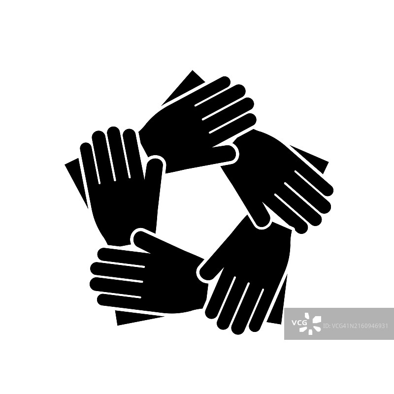 团队合作手部支持矢量图标图片素材
