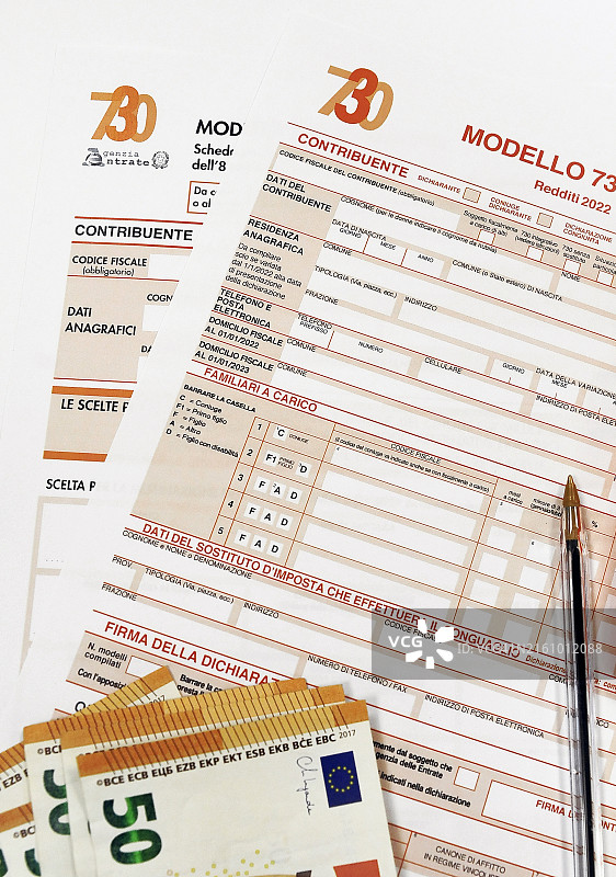 意大利730型号税务申报单图片素材
