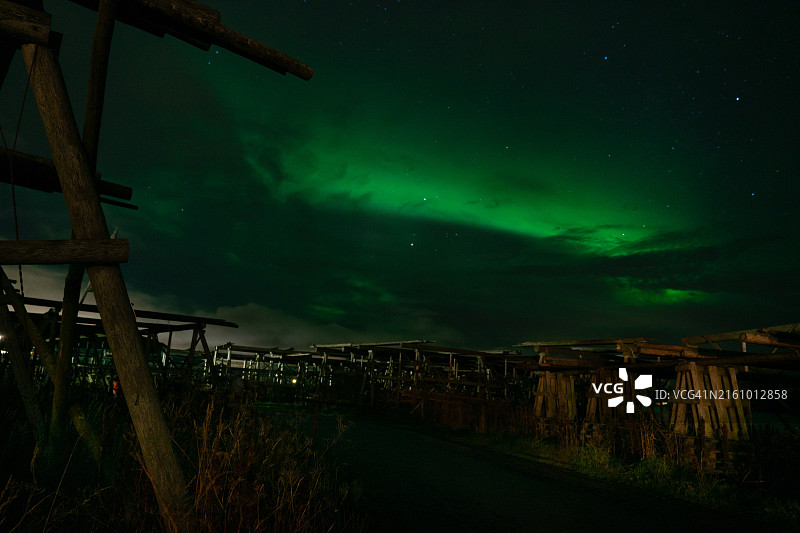 挪威罗弗敦群岛的北极光图片素材
