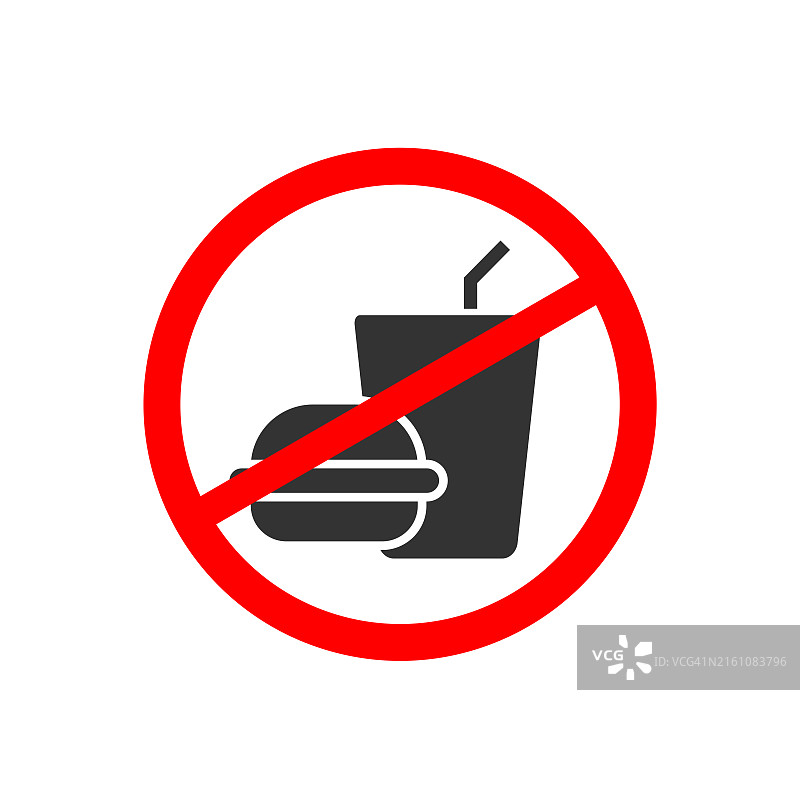 禁止饮食标志，现代圆形贴纸，矢量图图片素材