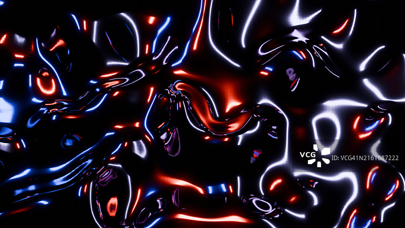红色和蓝色色调的抽象霓虹流动性，霓虹灯未来主义背景图片素材