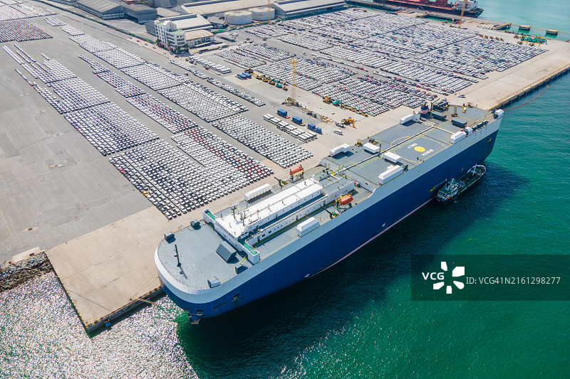 繁荣海港的国际汽车出口航拍图片素材