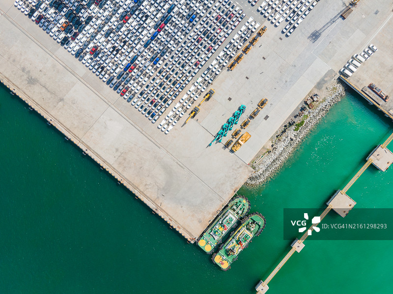 繁荣海港的国际汽车出口航拍图片素材