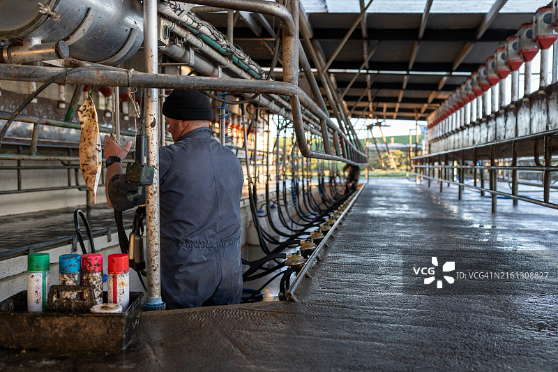 奶农清洗产奶设备图片素材