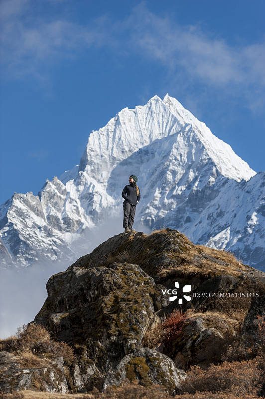 在尼泊尔徒步旅行图片素材