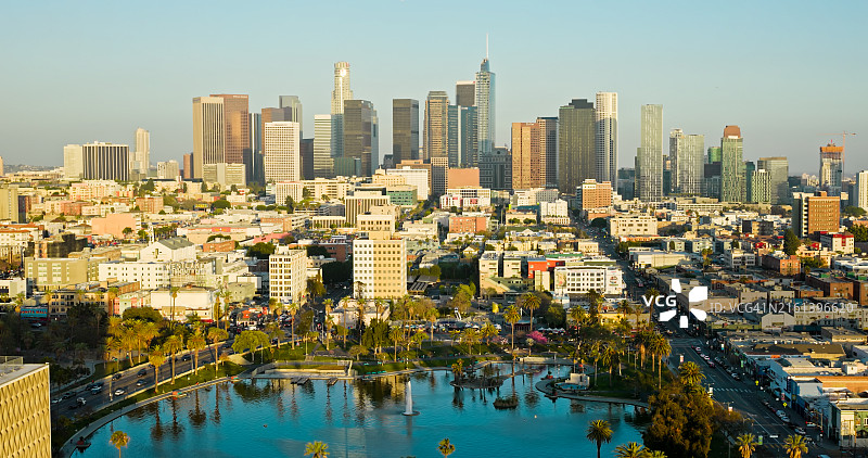 从西湖区拍摄的洛杉矶市中心航拍图片素材