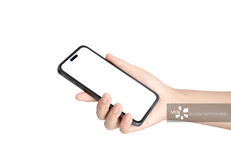 手持白色背景的手机图片素材