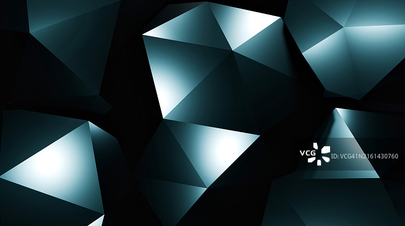 抽象几何蓝色金属棱柱图片素材
