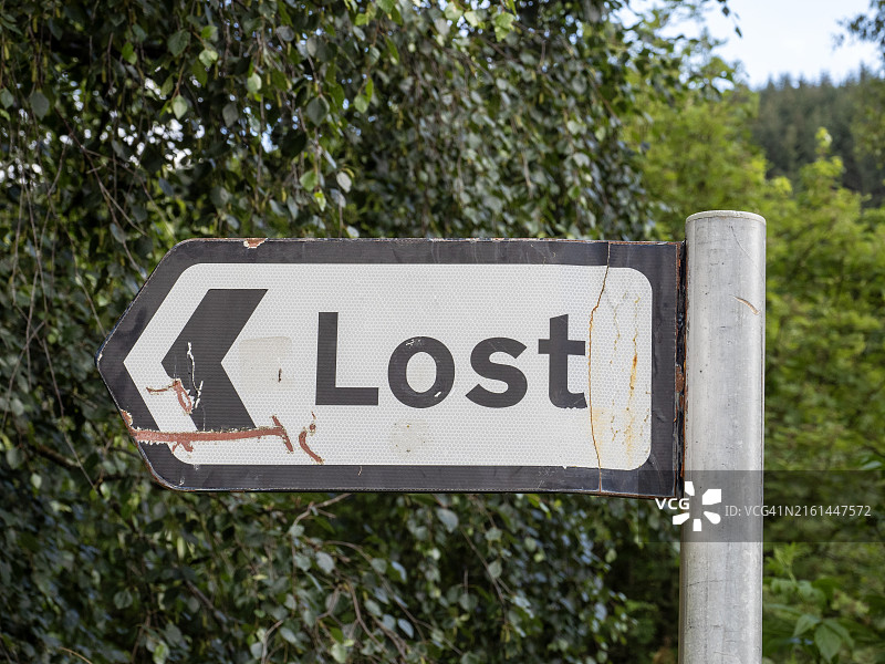 苏格兰斯特拉斯顿附近“迷失”路标图片素材