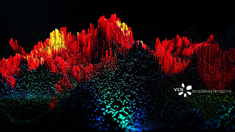 微型立方体像素风景图片素材